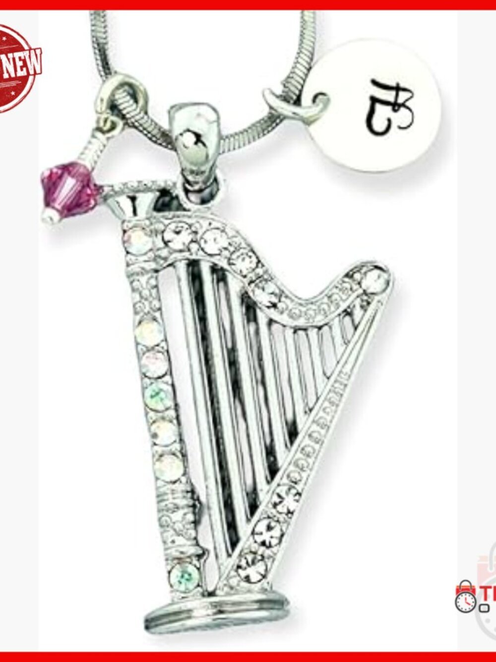 Personalized Initial Birthstone Pendant Necklace Sterling Silver Crystal